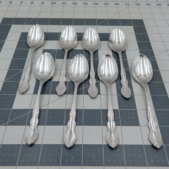 Oneida DOVER Teaspoons Heirloom Cube Stainless Flatware Glossy 6 Inch Set 4 - Picture 10 of 10